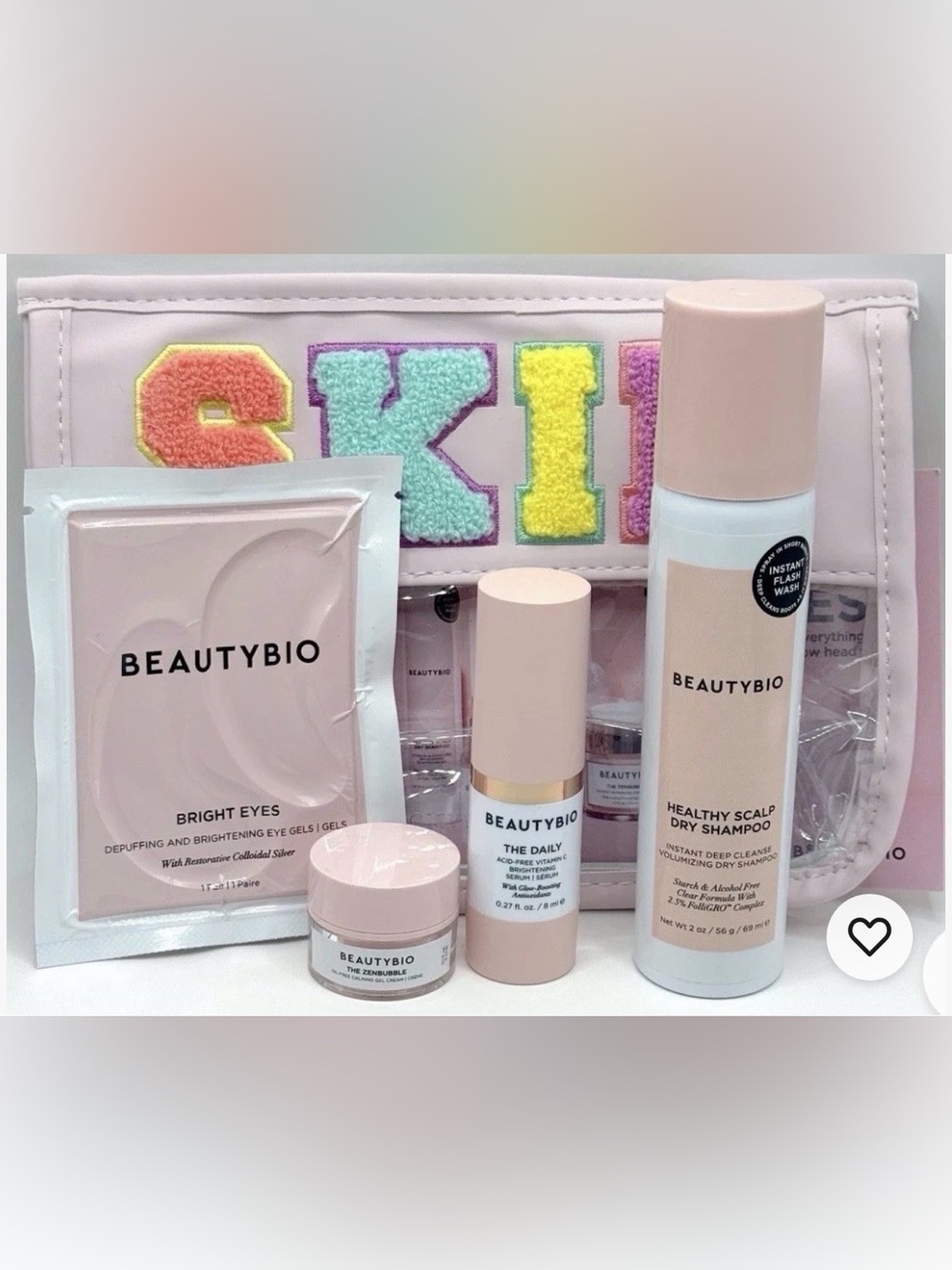 BeautyBio 5-Pc Skincare Set ZenBubble Vitamin C Serum Dry Shampoo Bag NWT